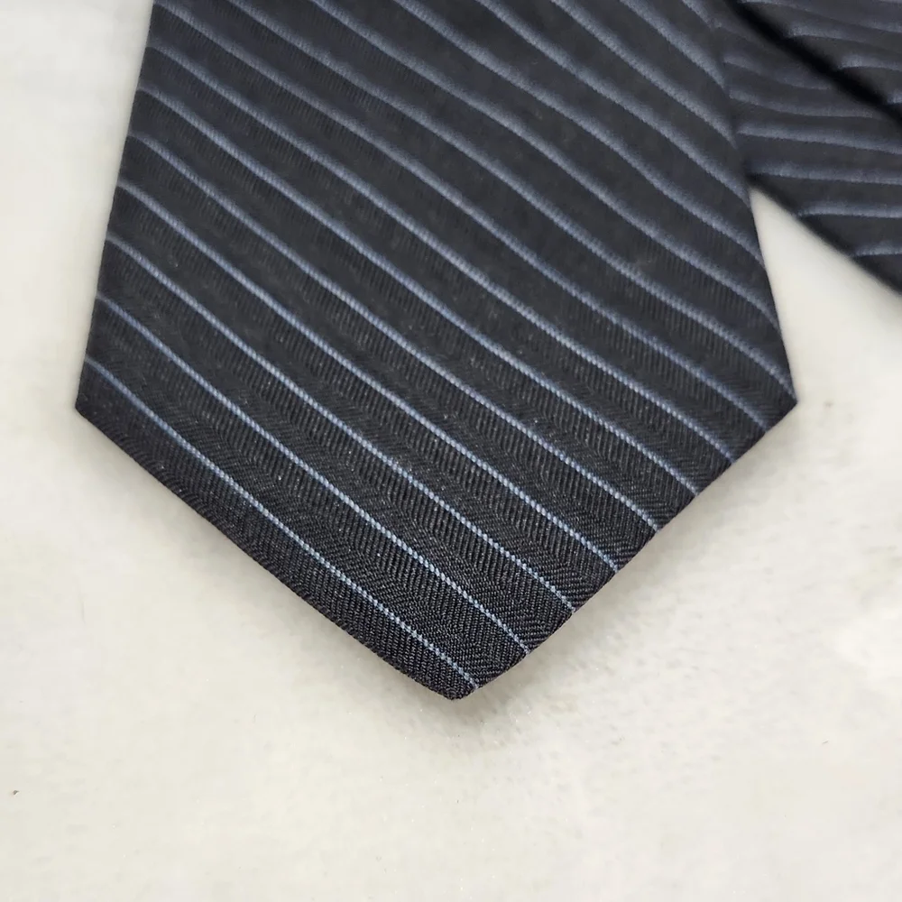 Michael Kors Silk Black With Blue Pinstripe Necktie Tie
